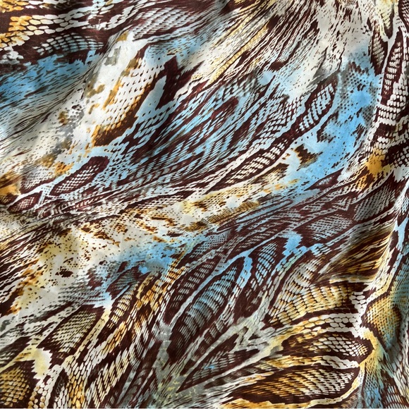 Ashley Stewart Asymmetric Camisole Top Women 16 Brown Satin Snake Print Y2K 16 - Picture 7 of 7